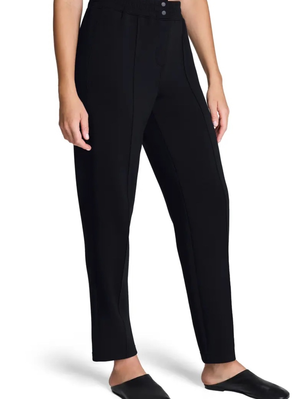 NWT Spanx Womens S Air Essentials Brushed Slim Straight Leg Pants Black Button